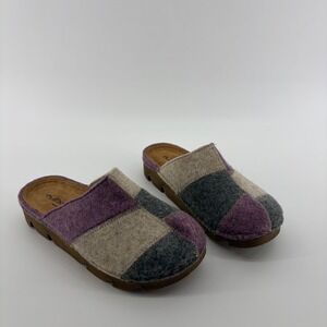 Flexus by Spring Step Women's Patchwork Felt Clogs Purple Gray EU 37 US 6